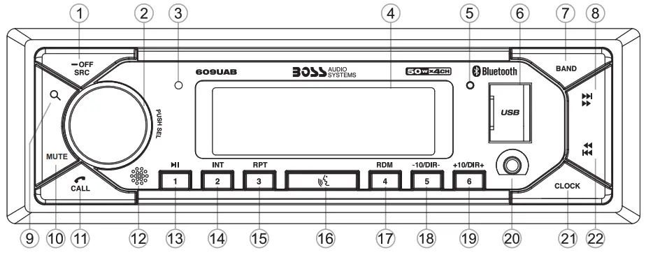 BOSS AUDIO 609UAB 200W Bluetooth Single Din MP3 Compatible Digital Media AM or FM Receiver - Components