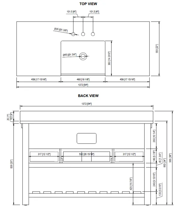 SUDIO Wesley 54 in. W x 22 in. D Bath Vanity in Gray - Fig 4
