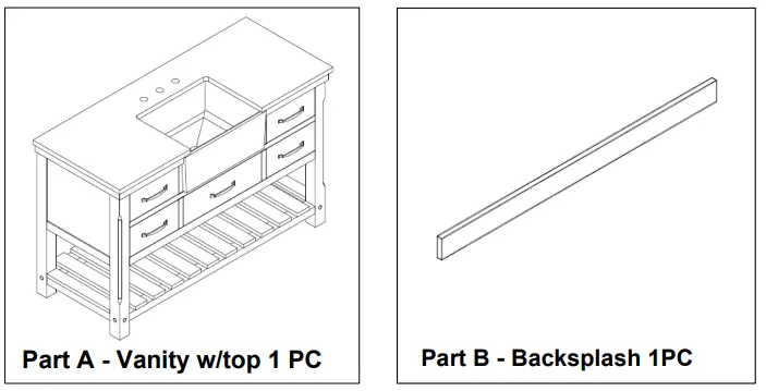 SUDIO Wesley 54 in. W x 22 in. D Bath Vanity in Gray - Fig