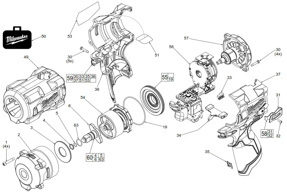 milwaukee M12 Fuel Impact Wrench - SERVICE PARTS LIST