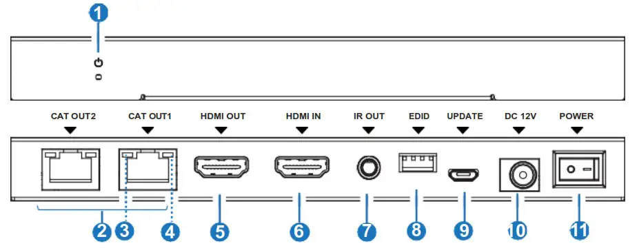 VigilLink VLSP 12CTH14 1x2 HDMI 1 4 Splitter Over CAT 70m 10 2Gbps - Operation Controls and Functions 1
