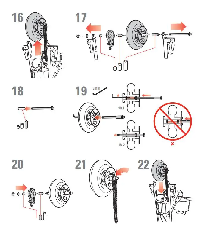 Razor POWERRIDER 360 User Manual - Chain and front wheel replacement