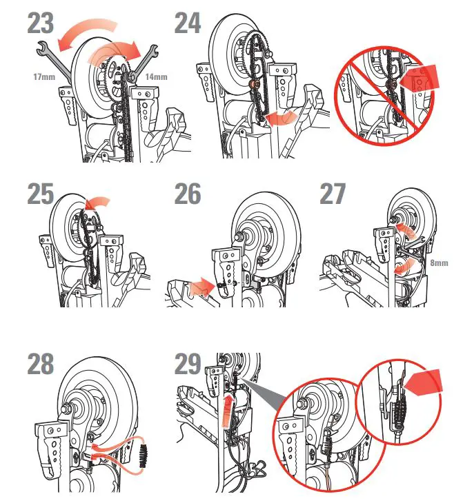 Razor POWERRIDER 360 User Manual - Chain and front wheel replacement