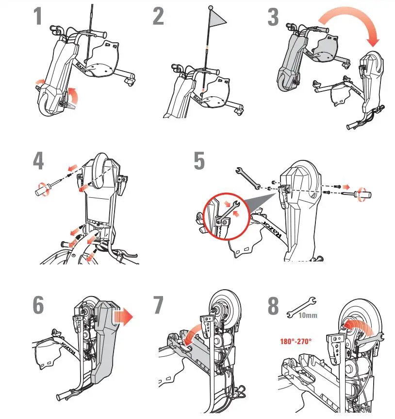 Razor POWERRIDER 360 User Manual - Tighten brakes at wire