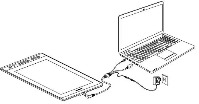 HUION KAMVAS 13 GS1331 User Manual - Connected with 3-in-1 Cable