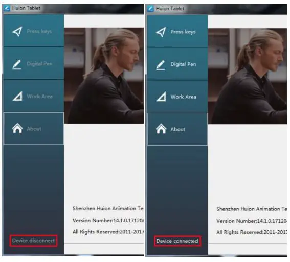HUION KAMVAS 13 GS1331 User Manual - Device Connection Prompt