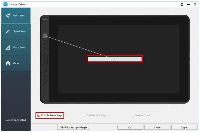 HUION KAMVAS 13 GS1331 User Manual - Press Keys Function Setting