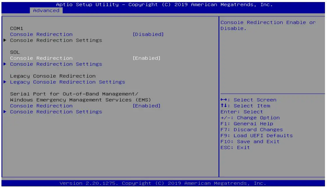 ASRock 3U10G-F Rackmount Server Barebone Dual Socket - Modify SOL Console Redirection to “Enabled” (UEFI default=Disabled)