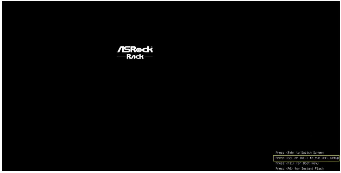 ASRock 3U10G-F Rackmount Server Barebone Dual Socket - Power-on your System and press “F2” or “DEL”