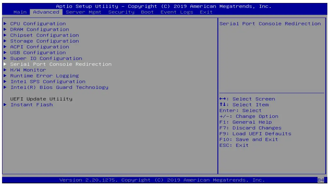 ASRock 3U10G-F Rackmount Server Barebone Dual Socket - Switch to AdvancedSerial Port Console Redirection