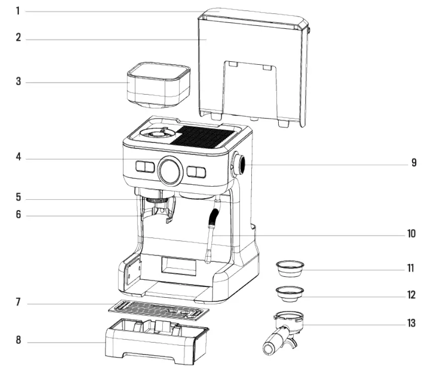 CREATE Espresso Coffee Machine - PARTS LIST