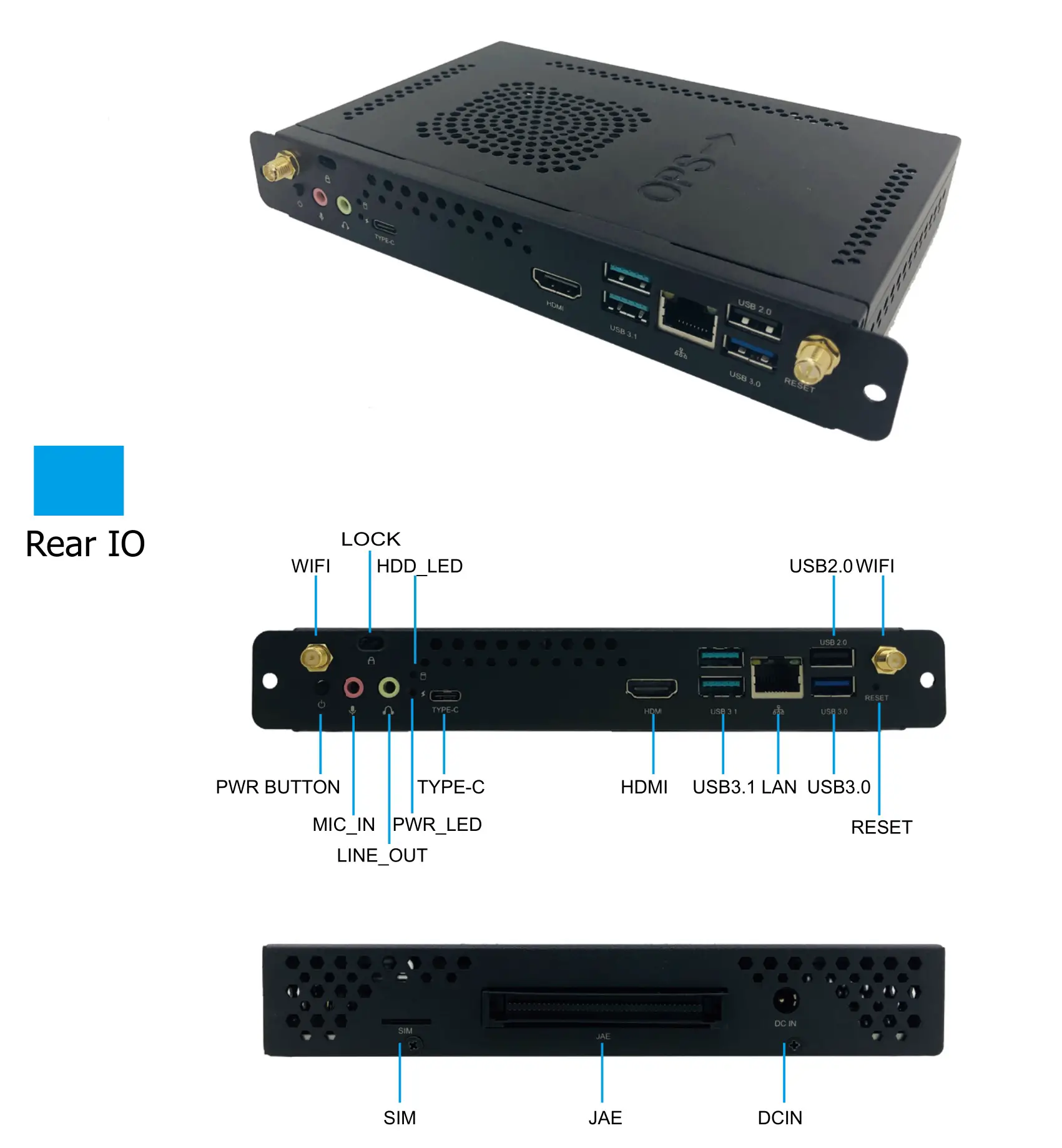 Verypc S640 Series OPS PC Module - External View