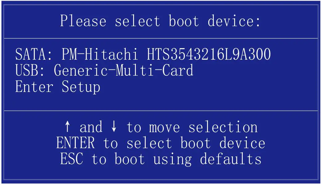 Verypc S640 Series OPS PC Module - Press the F11 key will pop up menus as shown