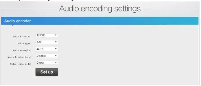 zydz H.264-H.265 HD Encoder - Audio Encoding Settings