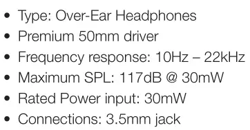 JBL Synchros S700 Specificatios