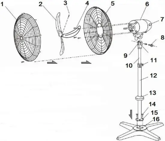Orbegozo PWS 0166 High Velocity Fan parts