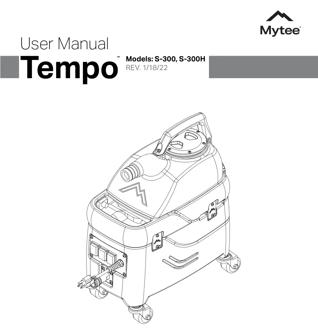 Mytee S-300H Tempo Heated Carpet and Upholstery Extractor User Manual