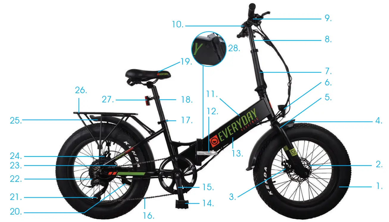EVERYDAY ELECTRIC 20210624 Express Folding E-Bike parts 14