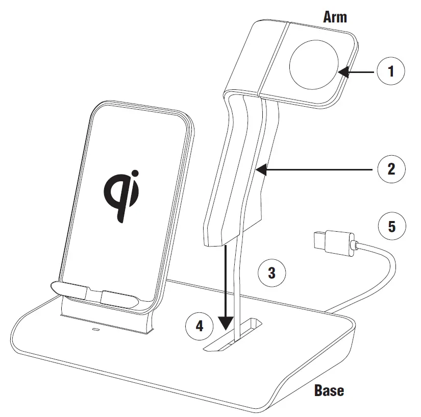 bluehive 035-7316-6 Wireless Charging Station with Built-in Smart Watch Holder FIG 1