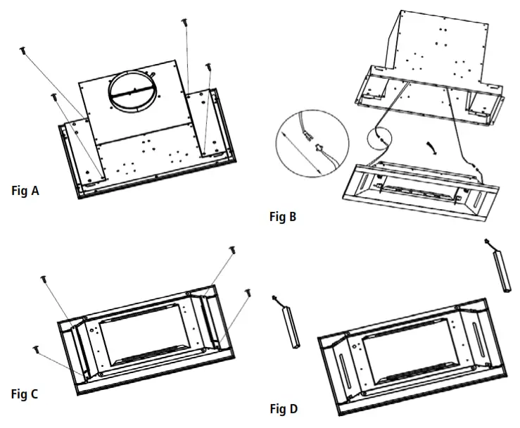 caple BU525BK Built Under Cooker Hood - light