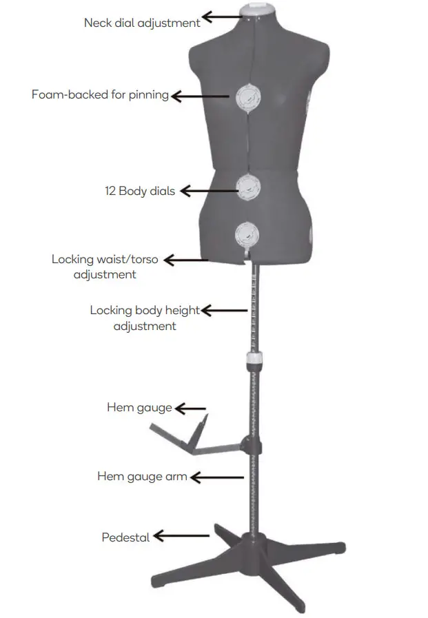 kogan NB14T20DSBA Adjustable Dress Form - Figure 2