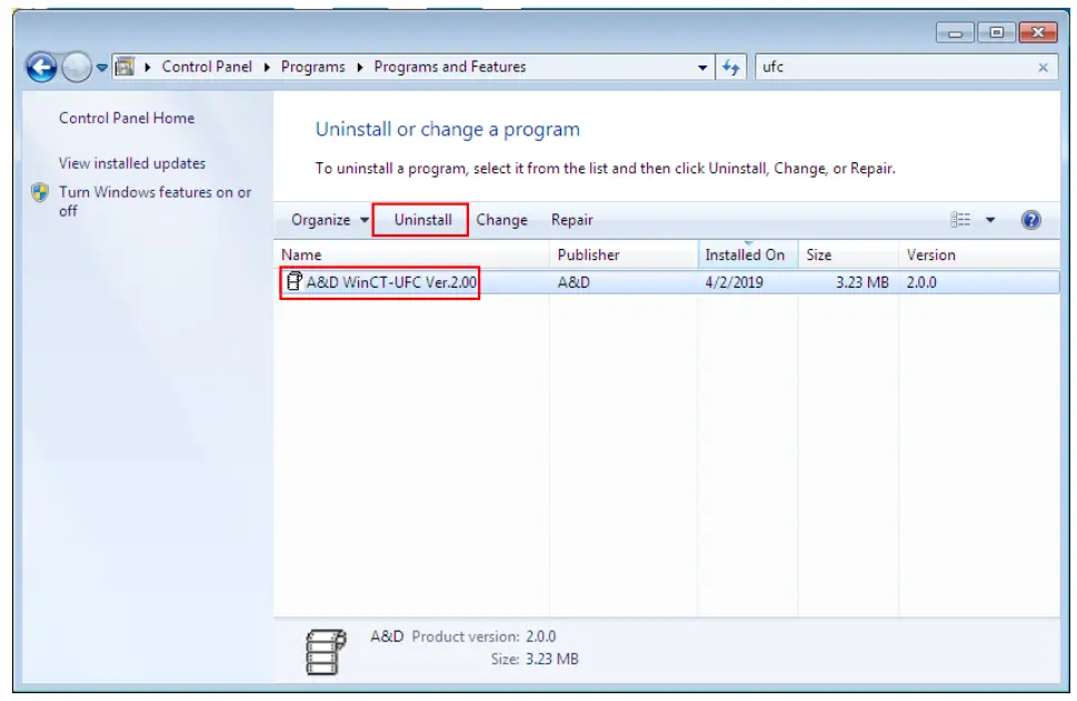 A D WinCT-UFC Windows Communication Tools Software