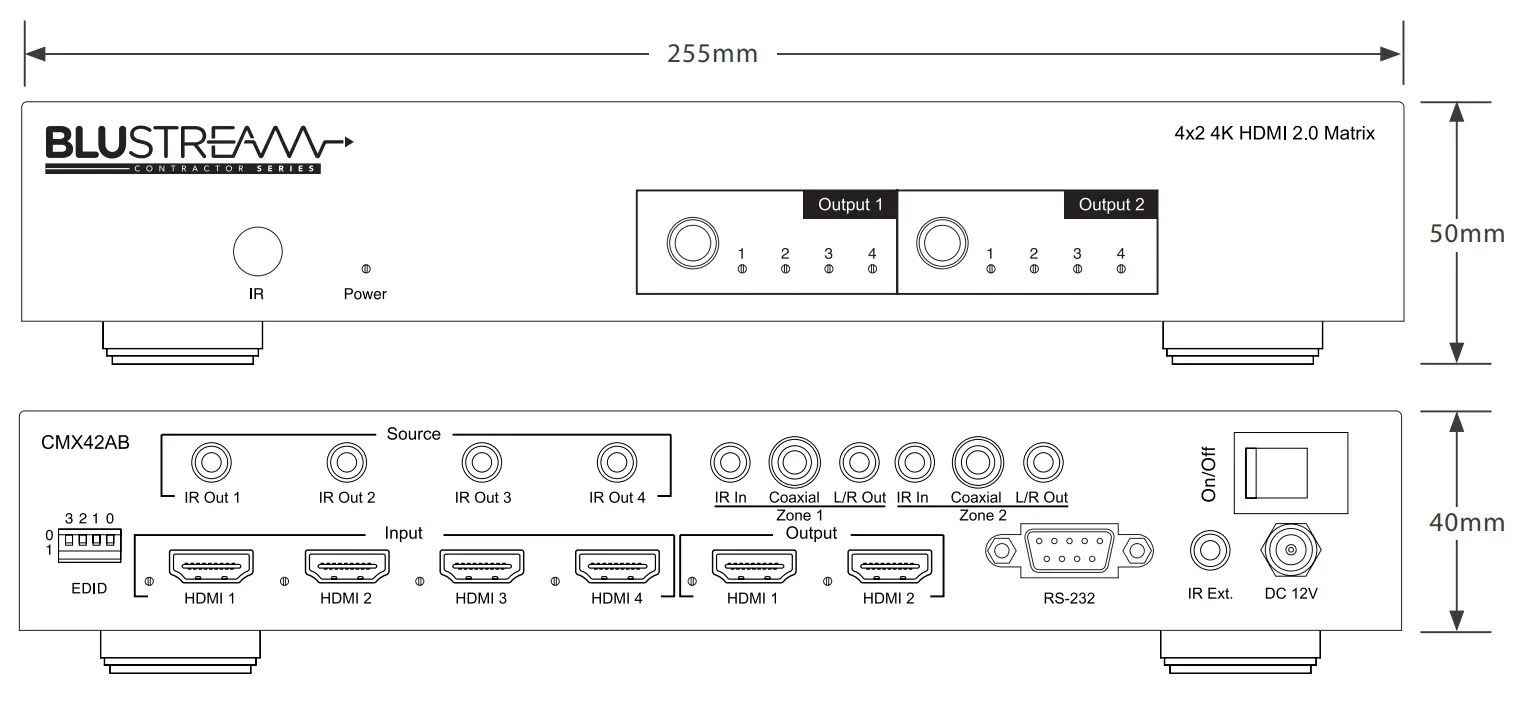 BLUSTREAM CMX42AB Contractor 4x2 HDMI 2.0 Matrix - fig