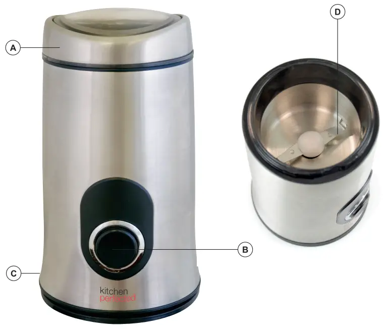 KITCHENPERFECTED E5602SS 150w 50g Spice Coffee Grinder Brushed Steel - 1