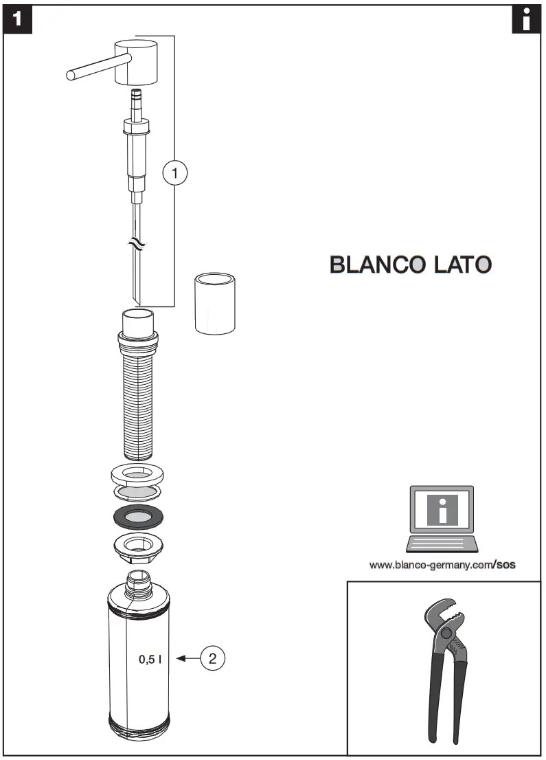 BLANCO LATO Washing Up Liquid Dispenser fig 2