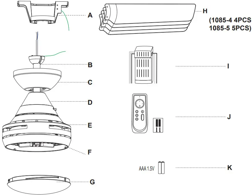 Fans 1085 5 Ceiling Fan - Figure 4