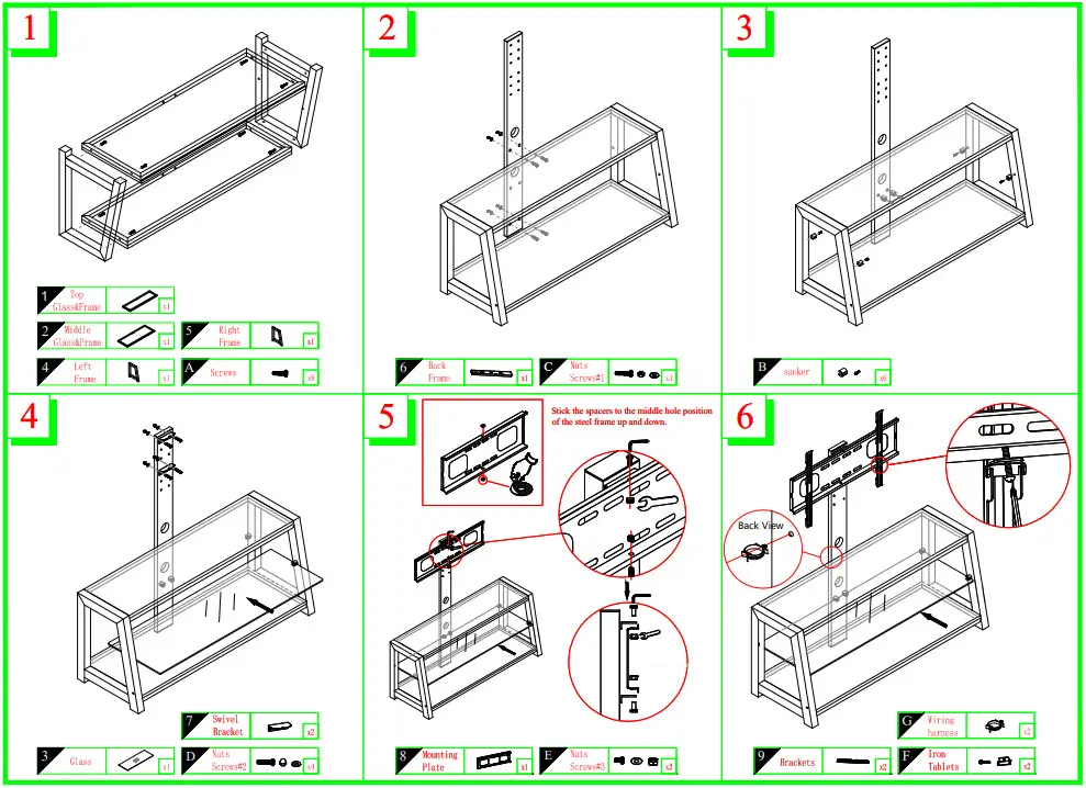WATEDAY MAT6700 45 6 Inch Black Swivel TV Stand - FIGURE 2