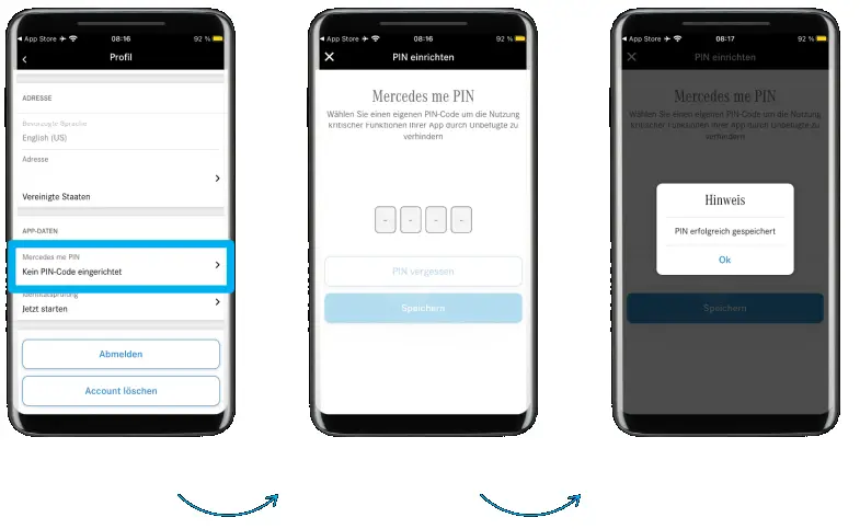 Set Mercedes me PIN