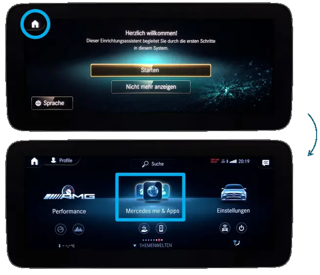 Link vehicle with Mercedes me