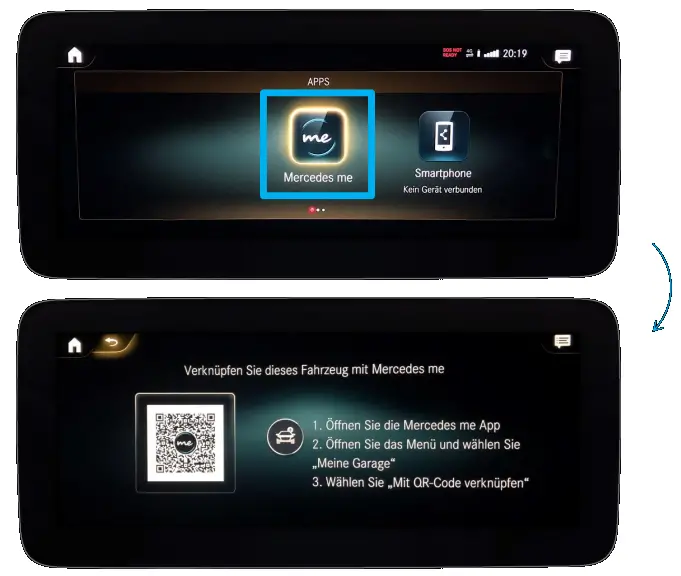 Link vehicle with Mercedes me