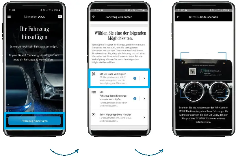 Link vehicle with Mercedes me