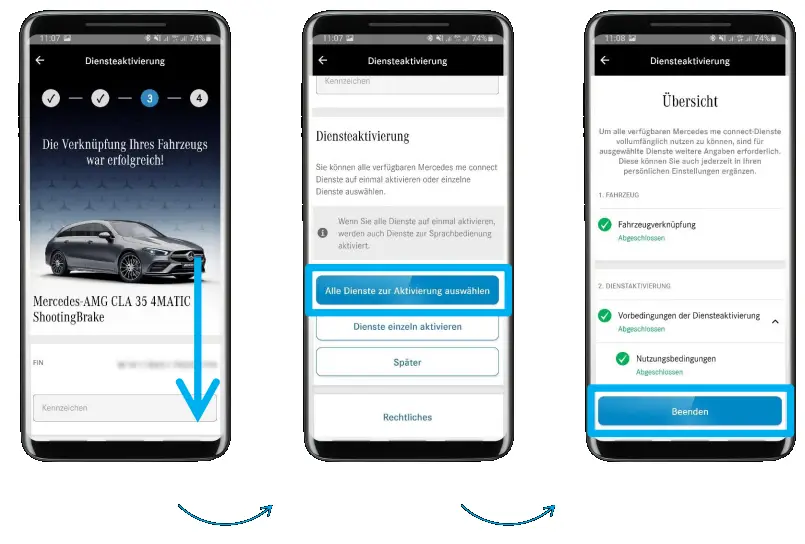 Link vehicle with Mercedes me