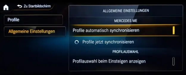 Activate Mercedes me driver profile in the vehicle