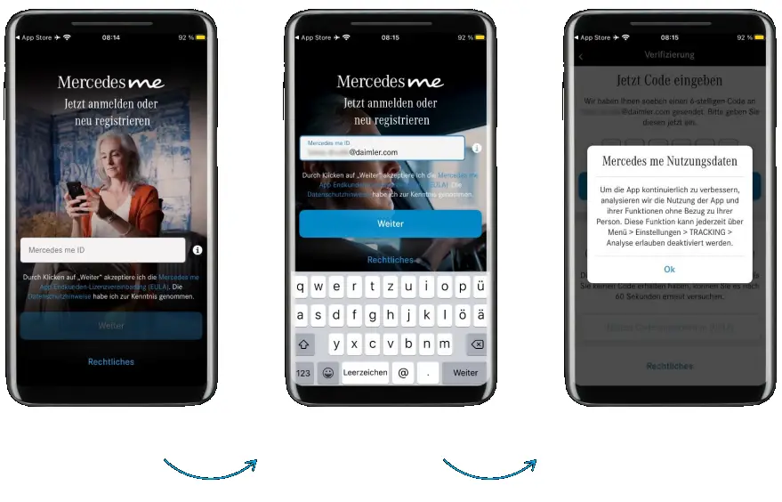 Sign in to the Mercedes me App