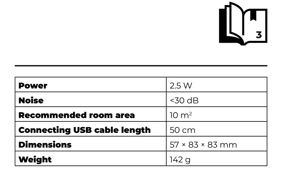 SIGURO SGR-AD-N300DW USB Aroma Diffuser - information icon