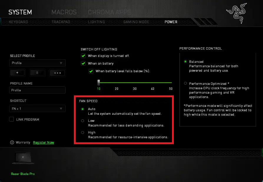 adjust the fan speed
