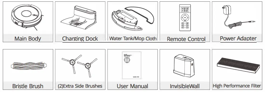 Vacuuming & Mopping Robot ZACO A9s - List of Accessories