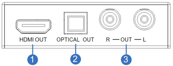 J TECH DIGITAL JTD 643 HDMI 2.0 Audio Extractor with Downmix - Rear Panel