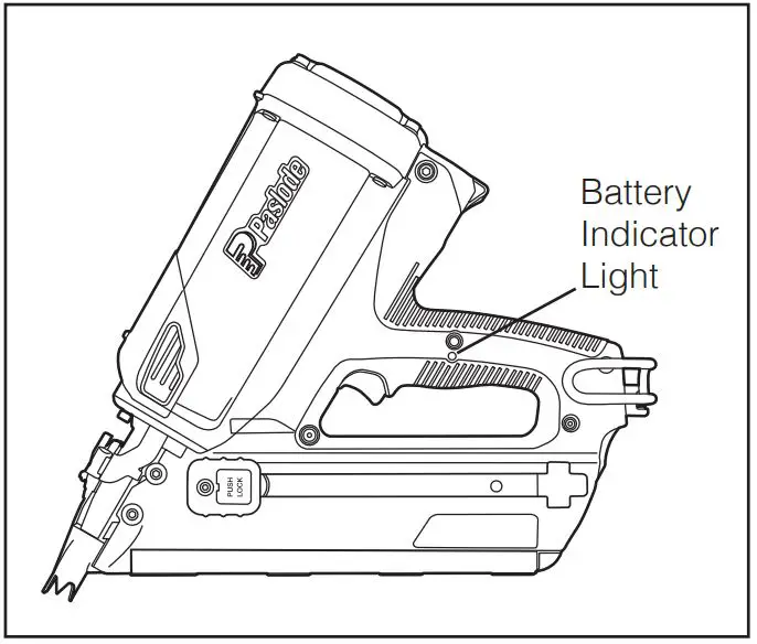 Paslode CFN325XP Cordless Framing Nailer User Manual - Battery Indicator Light