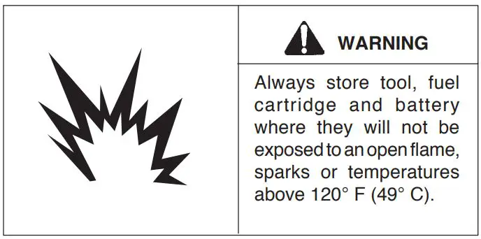 Paslode CFN325XP Cordless Framing Nailer User Manual - PROPERLY STORE FUEL CELL