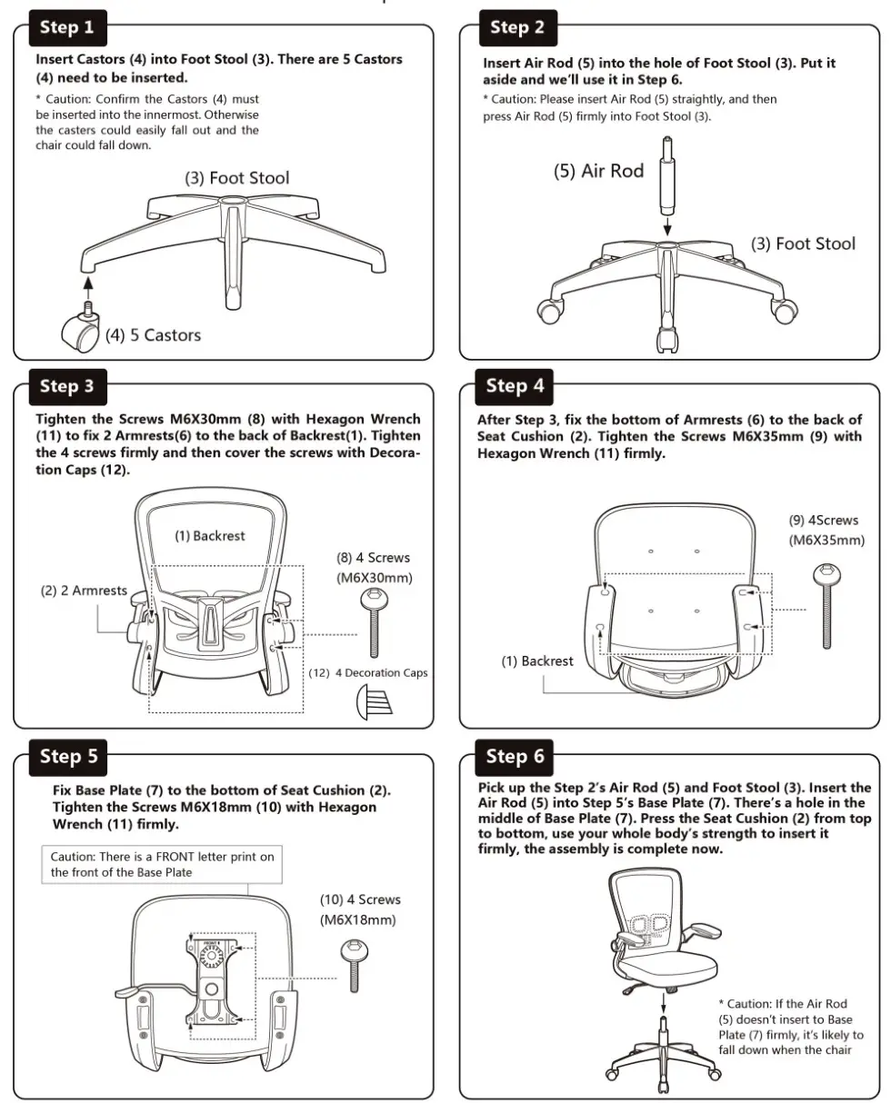 Felix King Ergonomic Adjustable Office Desk Chair - Assembly Instruction