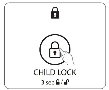 CHILD LOCK, AIR QUALITY LED 1