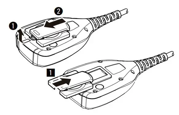 ICOM HM-169IS Water Proof Speaker Microphone - To detach the belt clip