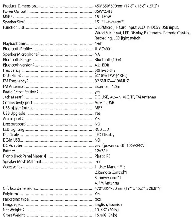 MONSTER MNPA-X300 Portable Wireless Speaker 15