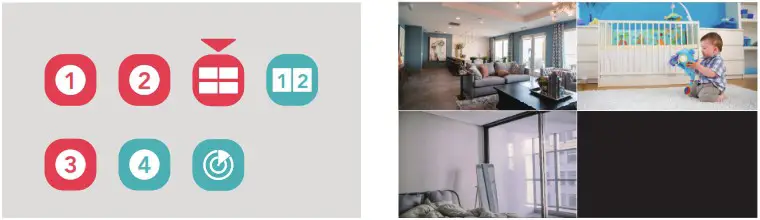 global BC50 5.0 Inch Video Baby Monitor - CAMERAS DISPLAY MODE 4