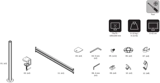 Neomonts FPMA DTB100 Toolbar Mount - Parts